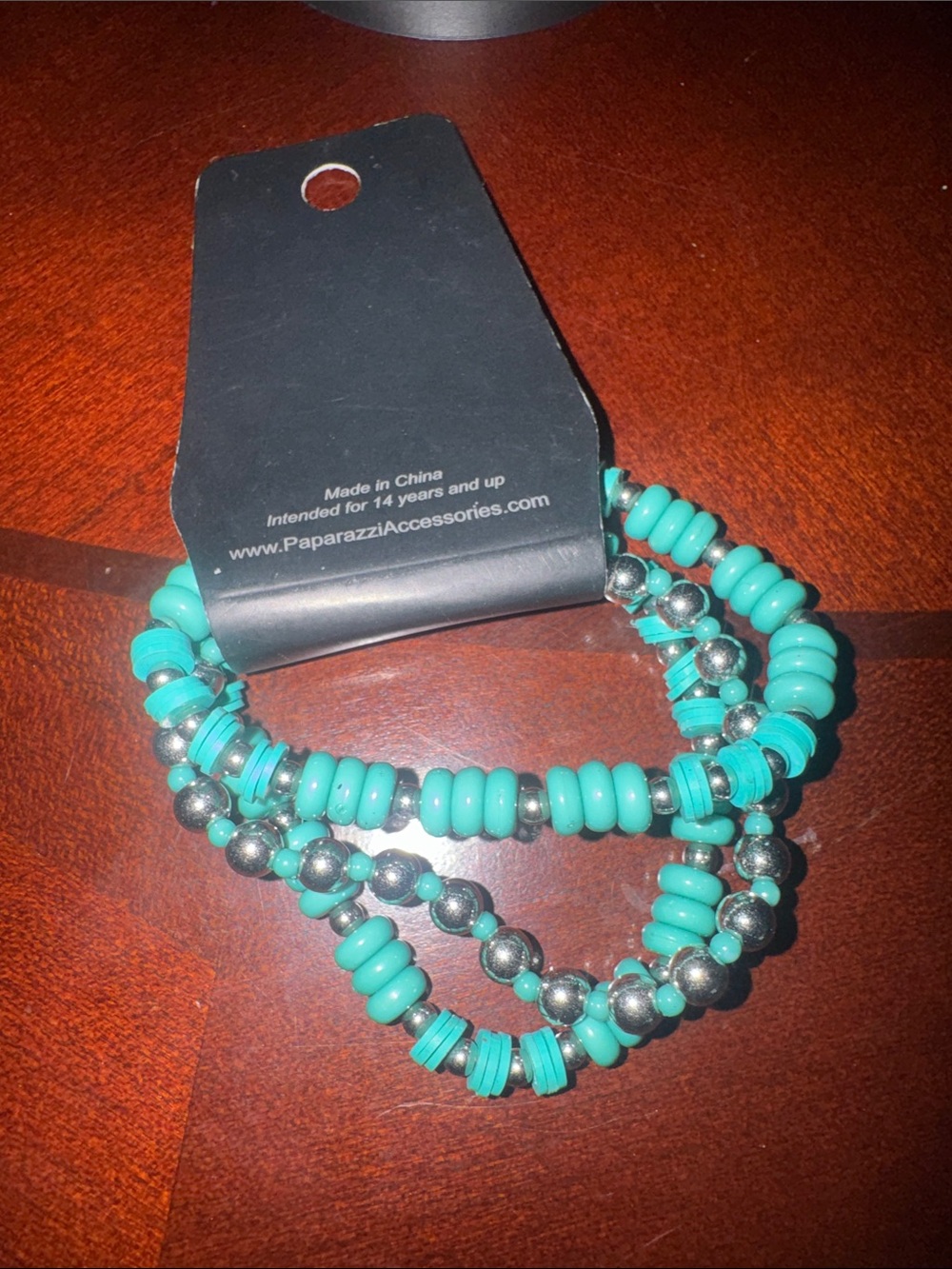 paparazzi Turquoise and Silver Beaded Stretch Bracelet Set - Picture 3 of 3